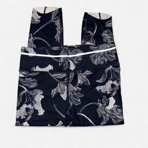 Athleta Leggings Women Medium Navy Blue Floral Sonic Reflective Leggings.